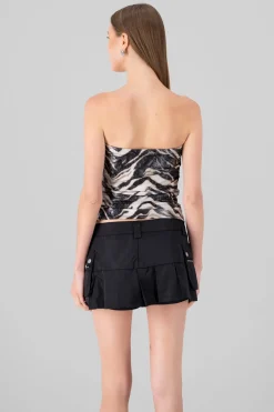 top drapeado estampado animal print