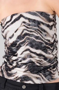 top drapeado estampado animal print