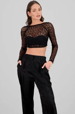 Top encaje manga larga