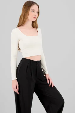 Top escote cuadrado con manga larga