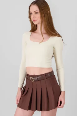 Top escote cuadrado manga larga