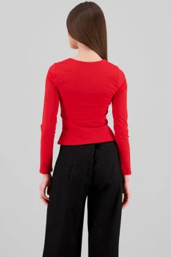 Top escote cuadrado manga larga doble tela