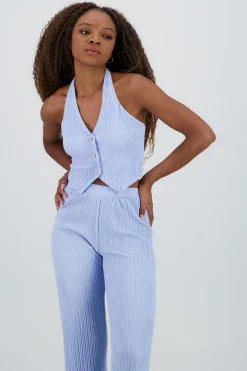 Top halter botones textura