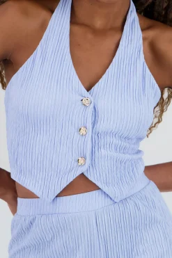 Top halter botones textura