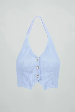 Top halter botones textura