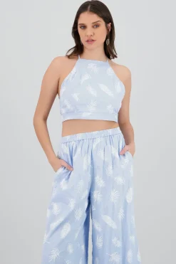 Top halter estampado tropical