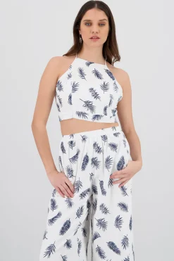 Top halter estampado tropical