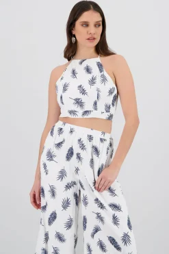 Top halter estampado tropical
