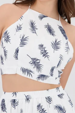 Top halter estampado tropical