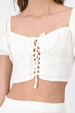 Top Lace Up Plisado