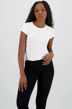 Top largo manga corta rib