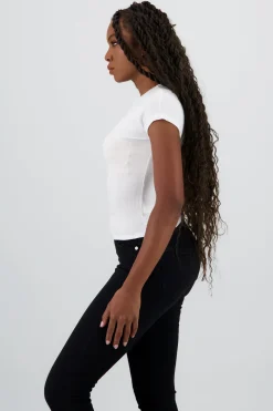 Top largo manga corta rib