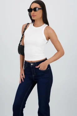 Top largo sin mangas rib