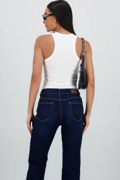 Top largo sin mangas rib