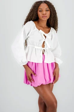 Top liso abierto moños hypsters