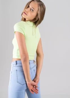 Top manga corta acanalado