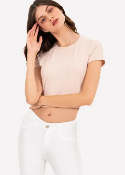 Top manga corta acanalado