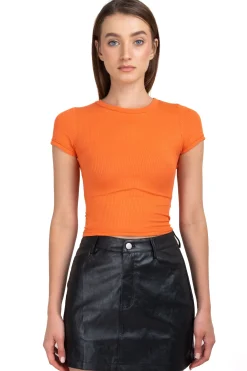 Top Manga Corta Acanalado