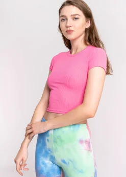 Top manga corta acanalado