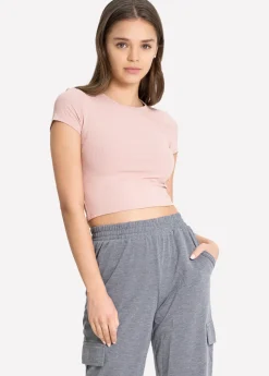 Top manga corta acanalado