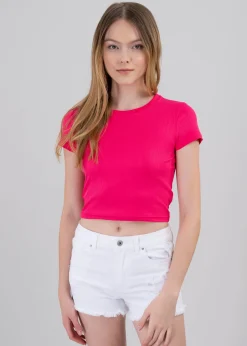 Top manga corta acanalado