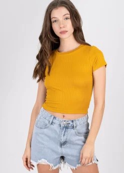 Top manga corta acanalado