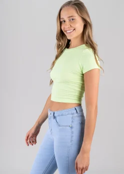 Top manga corta acanalado