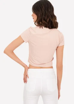 Top manga corta acanalado