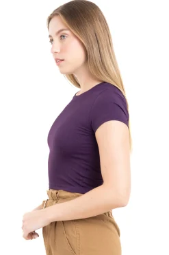 Top manga corta acanalado