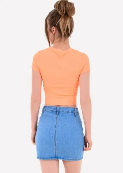 Top manga corta acanalado