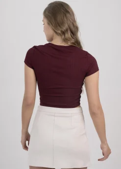 Top manga corta acanalado