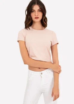 Top manga corta acanalado