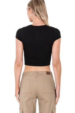 Top Manga Corta Acanalado