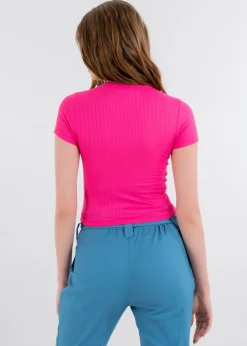 Top Manga Corta Acanalado