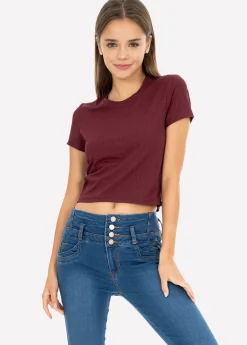 Top manga corta acanalado