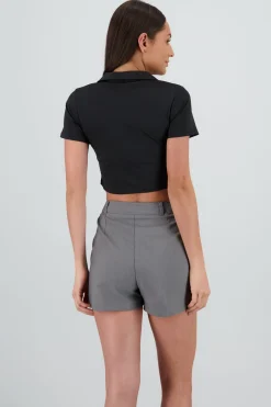 Top manga corta detalle cuello polo