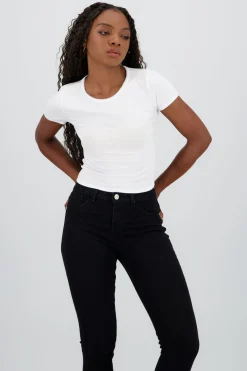 Top manga corta encaje escote