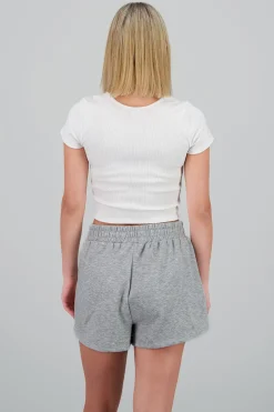 Top manga corta escote cuadrado con botones