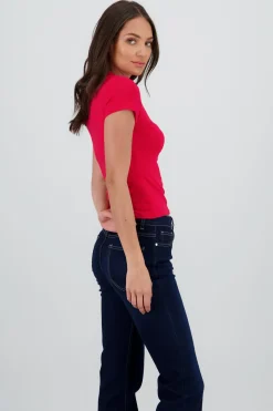 Top manga corta liso