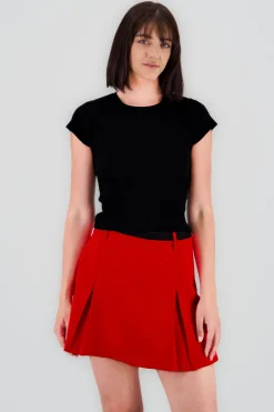 Top manga corta tejido