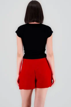 Top manga corta tejido