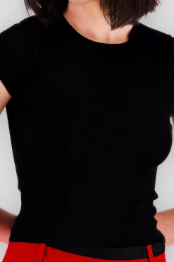 Top manga corta tejido