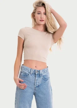 Top manga corta textura