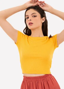 Top manga corta textura