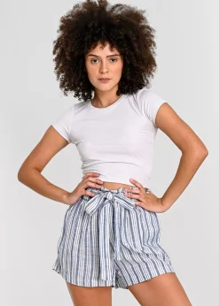 Top manga corta textura