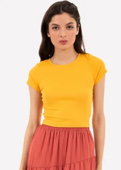 Top manga corta textura