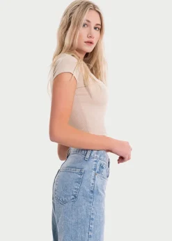 Top manga corta textura