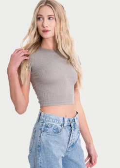 Top manga corta textura