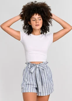 Top manga corta textura