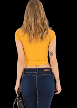 Top manga corta textura